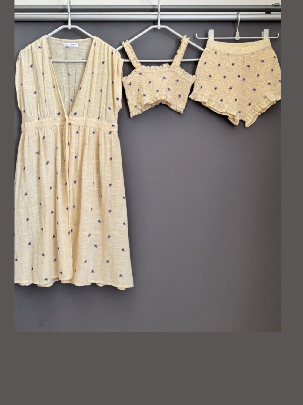 Zara Girls Vanilla Floral Embroidered Top/Shorts/Kaftan Set (Size 13-14)